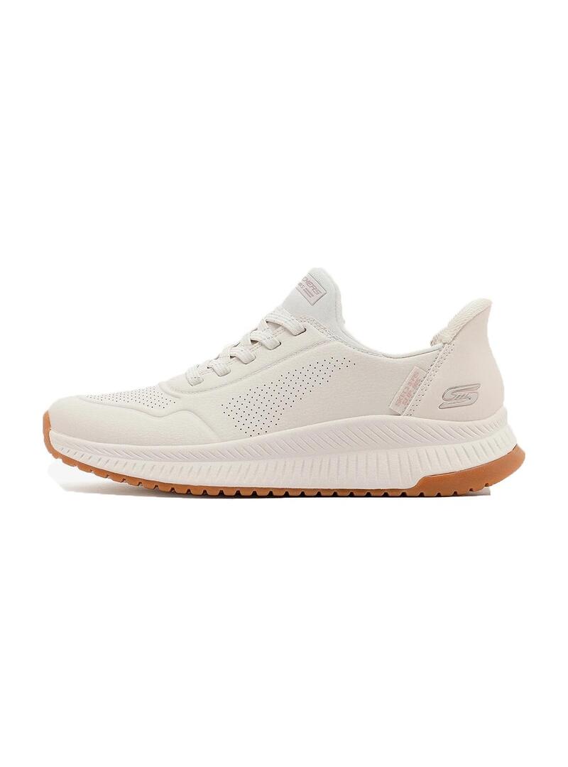 Zapatilla Skechers bobs squad 4-key look white