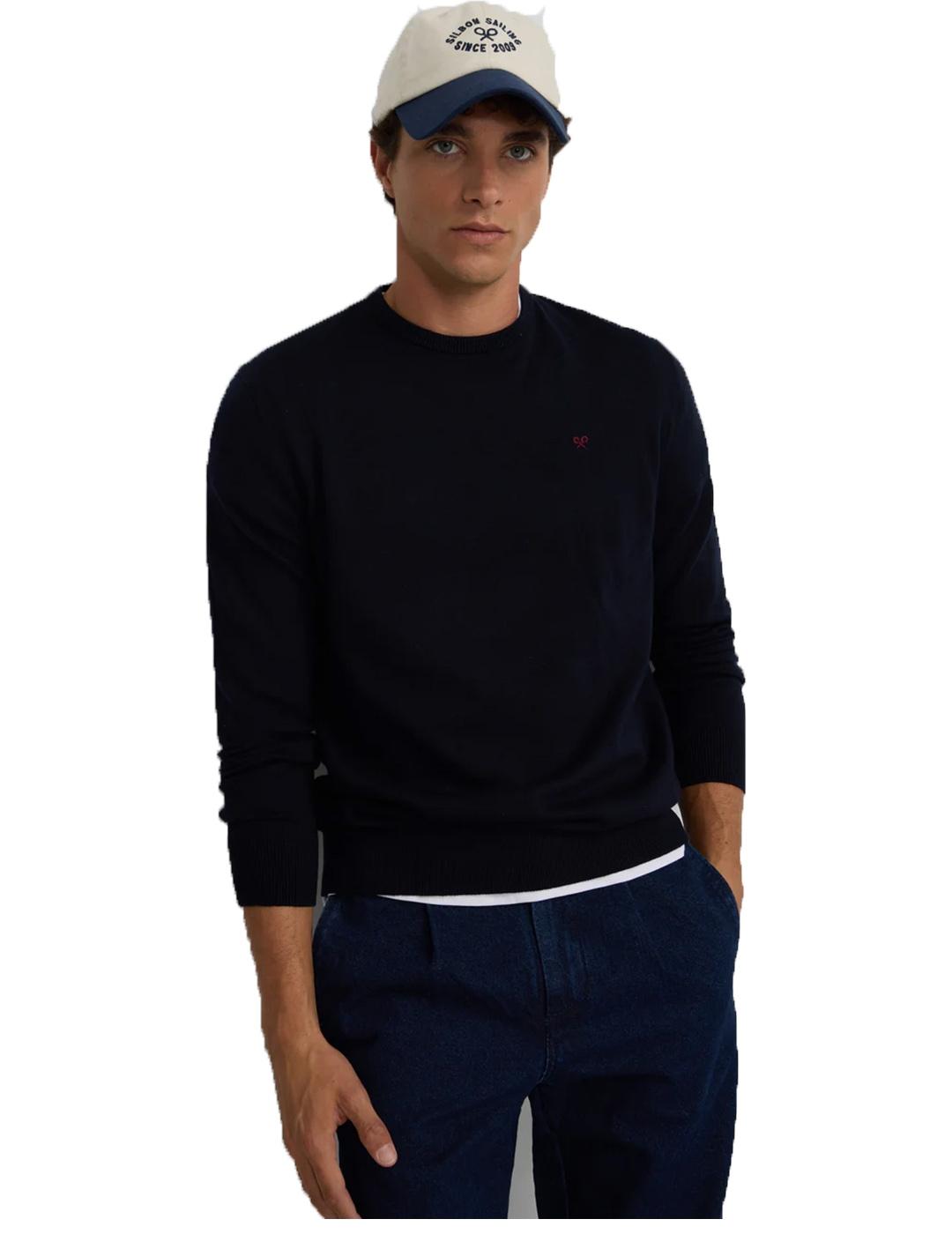 JerseySilbon classic cuelllo redondo azul marino