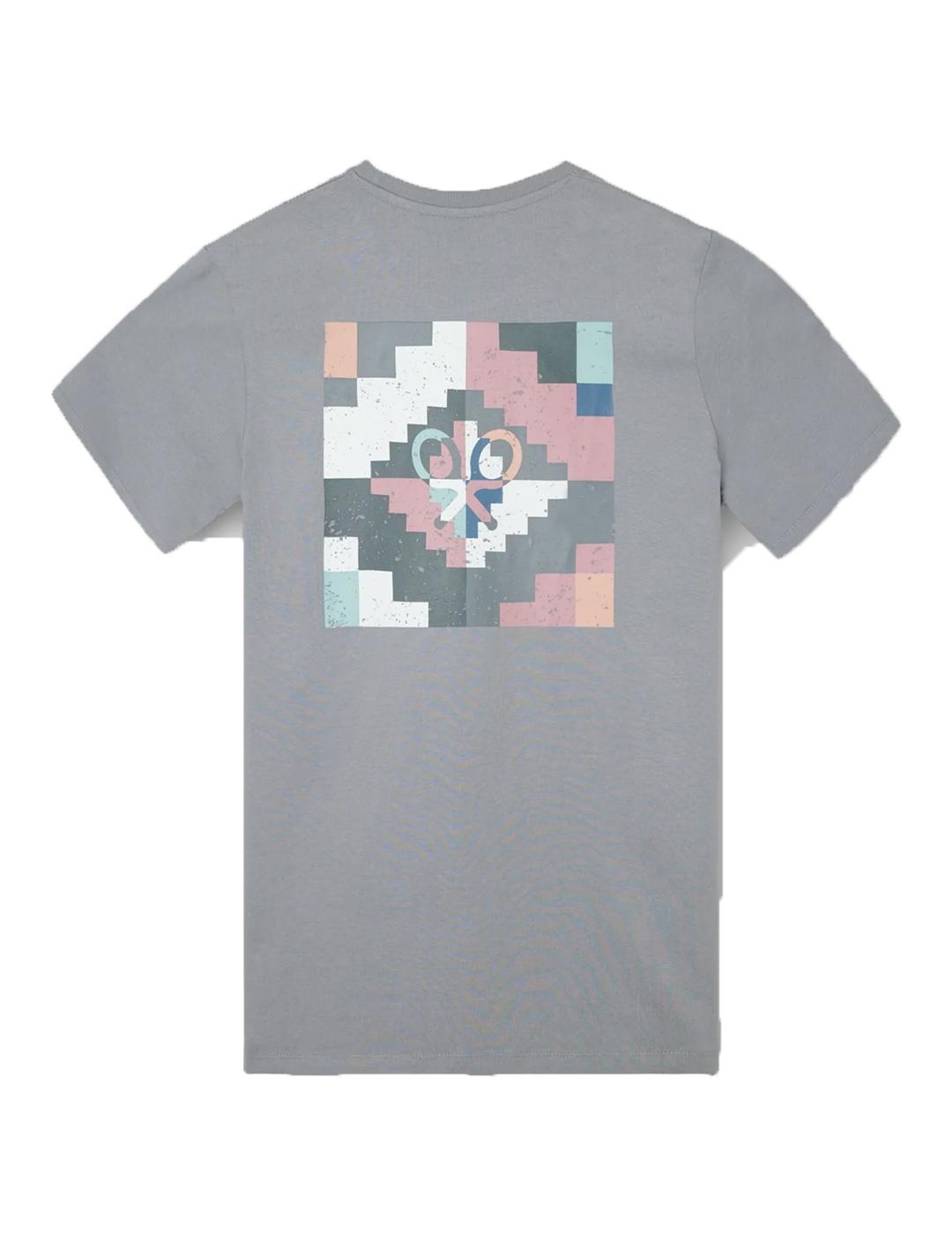 Camiseta Silbon  pixel etnico azul gris